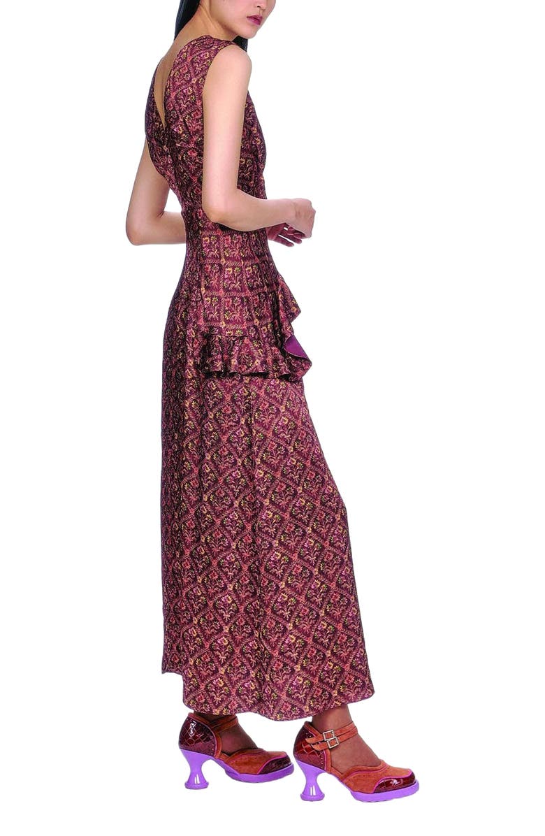 Anna Sui Wallpaper Medley Maxi Dress, Alternate, color, Garnet
