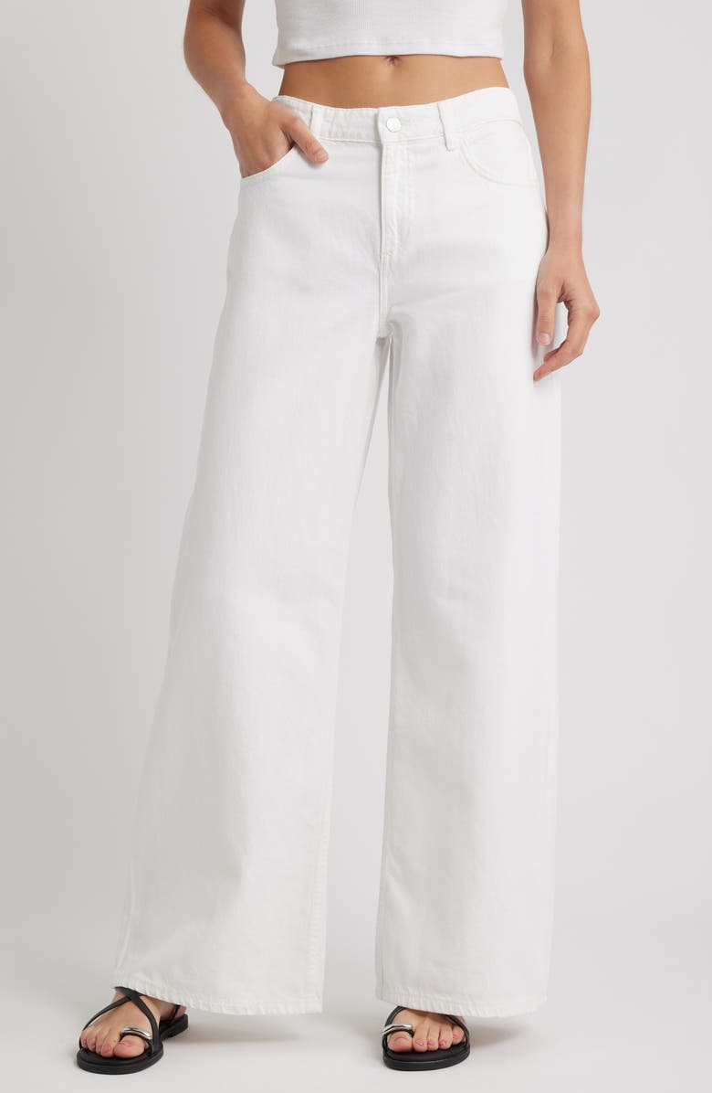 MANGO Low Rise Wide Leg Jeans, Main, color, White