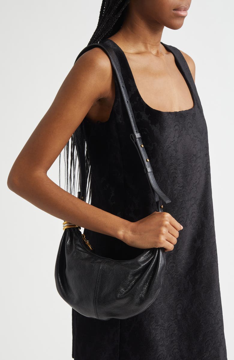 Chloé Mini Bracelet Leather Hobo Bag, Alternate, color, Black