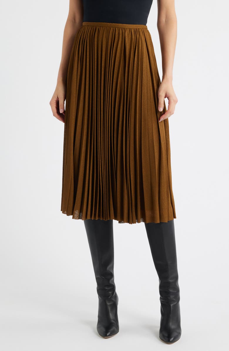 Proenza Schouler Eda Pleated Jersey Skirt, Main, color, Tobacco