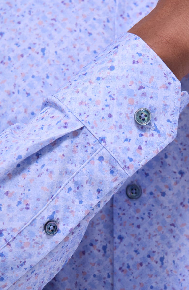Bugatchi Jimmy OoohCotton<sup>®</sup> Print Button-Up Shirt, Alternate, color, Air Blue