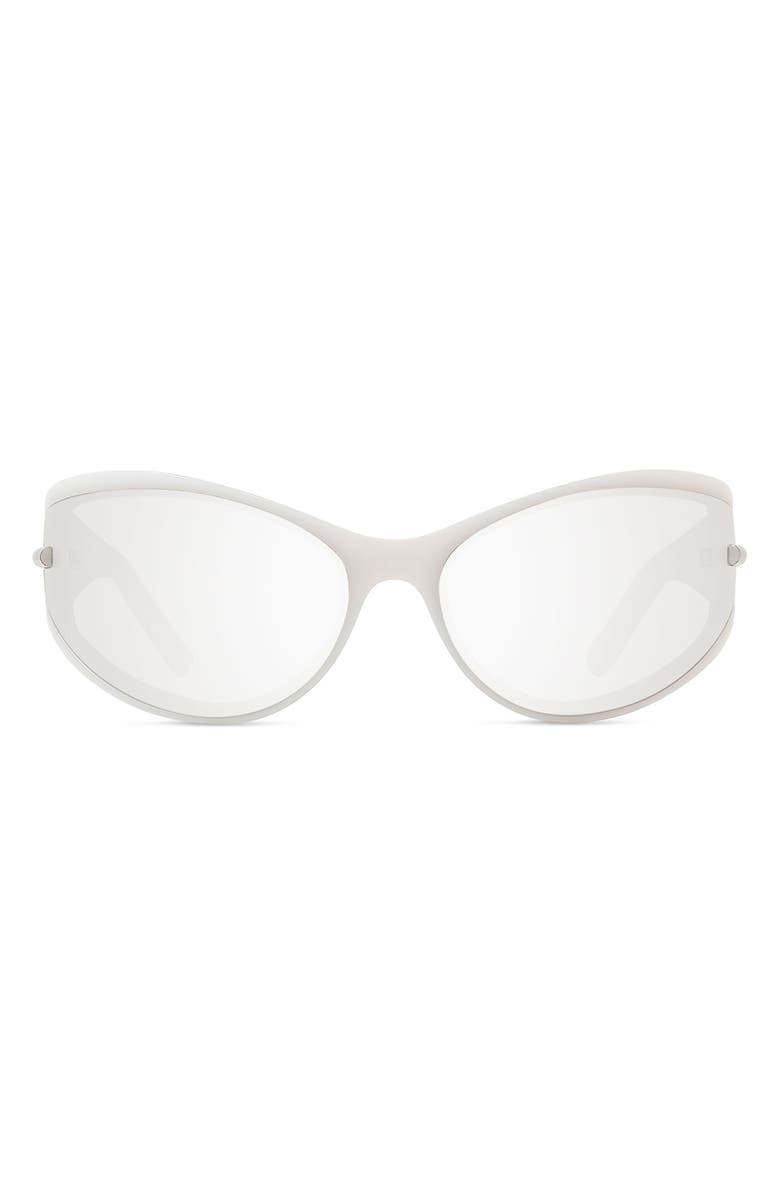 Givenchy 75mm Oversize Oval Sunglasses, Main, color, White/ Other / Smoke Mirror