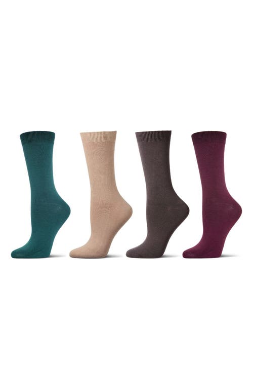 Memoi Assorted 4-pack Crew Socks In Multi