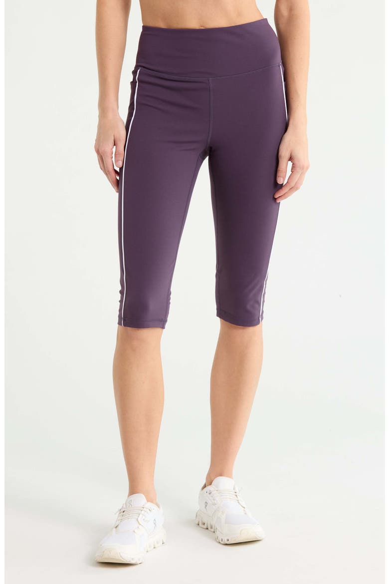 Perform High Waist Piped Capri Leggings, Main, color, PURPLE NIGHT