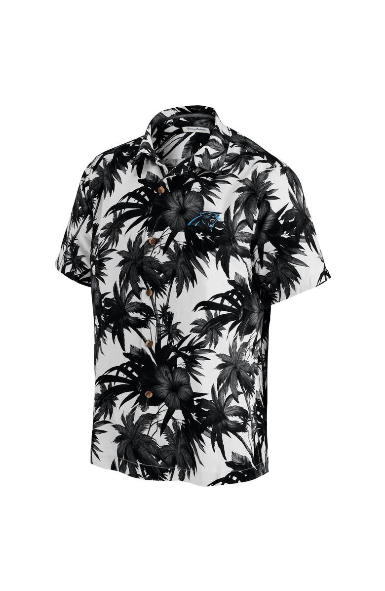 Tommy Bahama Men's Tommy Bahama Black Carolina Panthers Sport Harbor Island Hibiscus Camp Button-Down Shirt, Alternate, color, Black