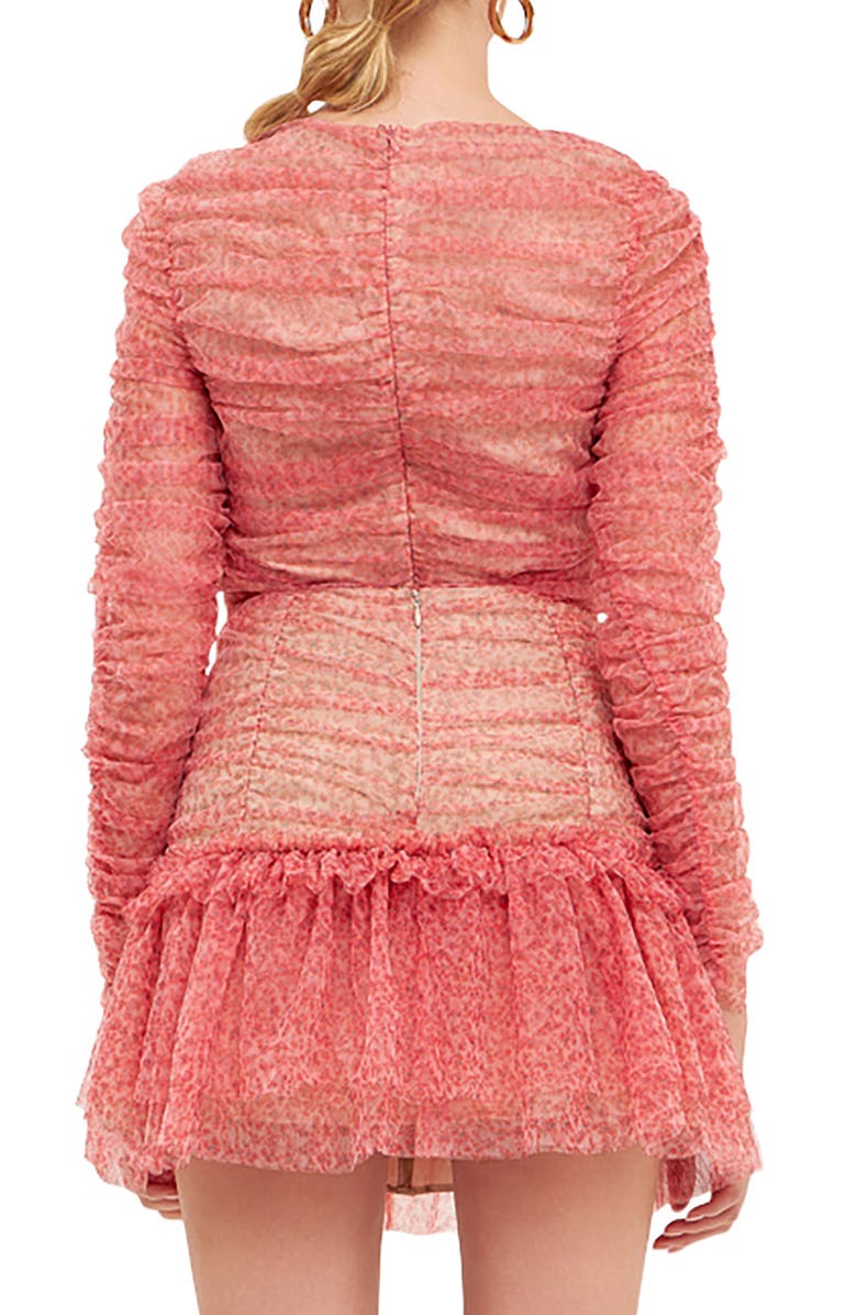 Endless Rose Floral Print Ruffle Tulle Top, Alternate, color, Red Multi