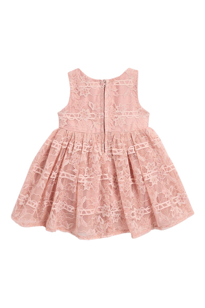 Kids' Metallic Lace Overlay Dress, Alternate, color, PEACH