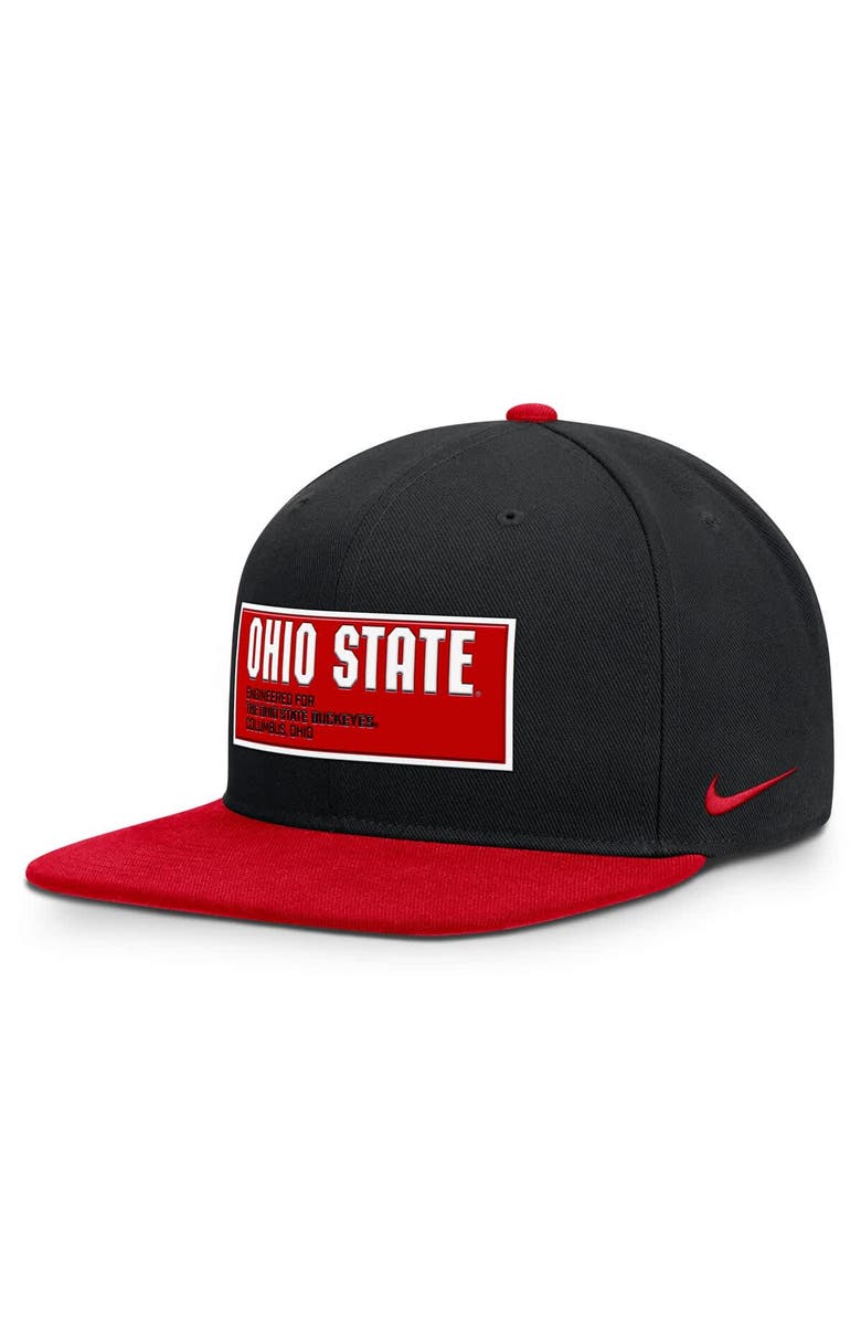 Nike Men's Nike Black/Scarlet Ohio State Buckeyes 2025 On-Field Patch Pro Dri-FIT Snapback Hat, Main, color, 