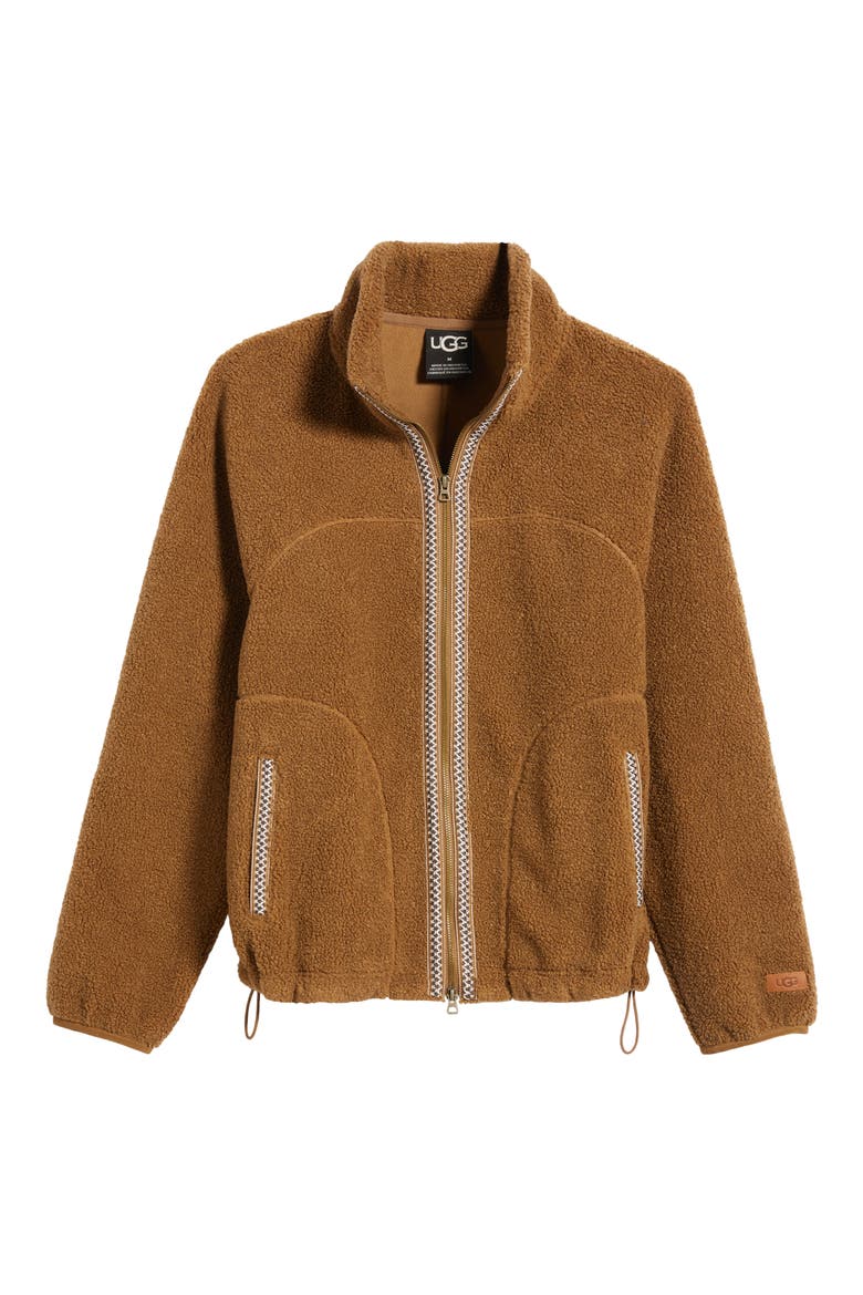 Uggbraid Full Zip Fleece Jacket, Main, color, COFFEE GROUNDS