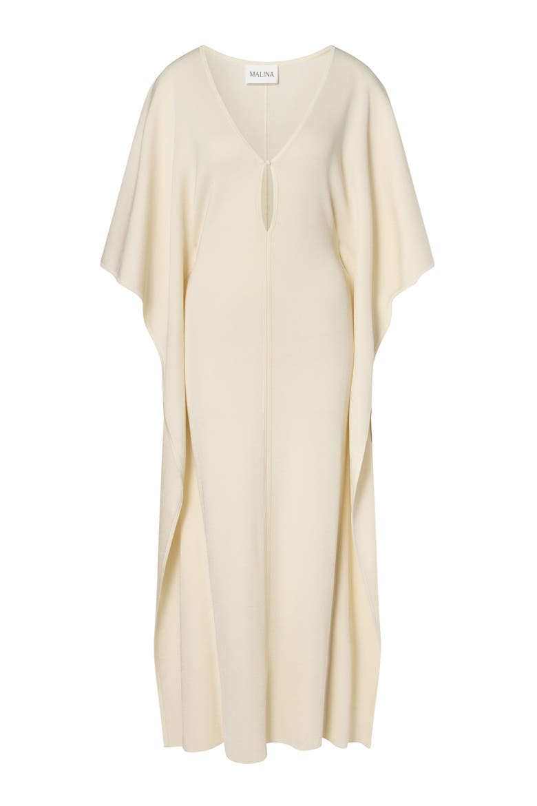 Janna Knitted V-neck Maxi Kaftan, Alternate, color, Pearl