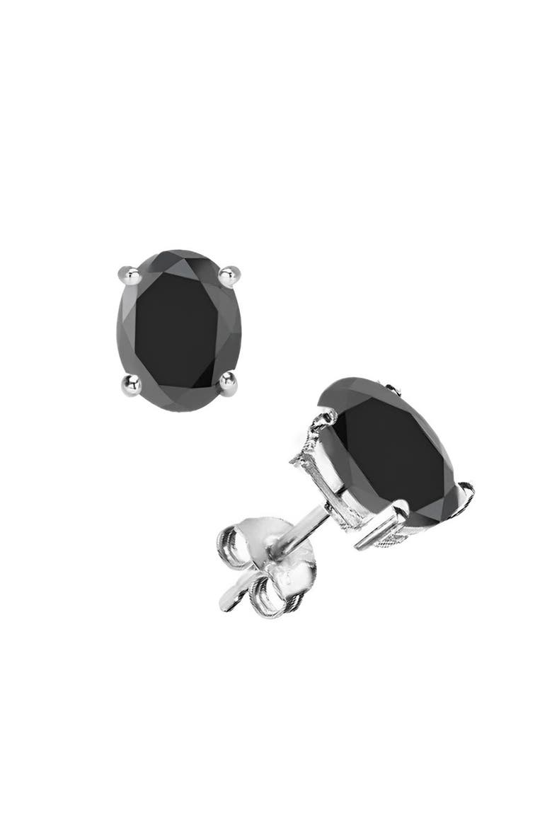 Sterling Silver Created Black Onyx Studs, Main, color, Black