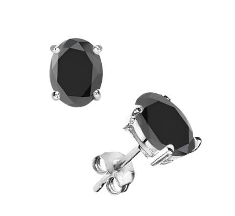 Sterling Silver Created Black Onyx Studs