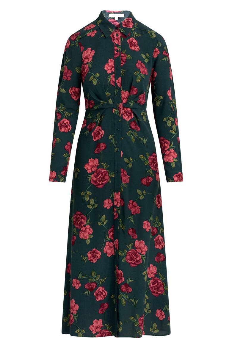 The Icon Floral Print Long Sleeve Shirtdress, Main, color, MAGICAL FOREST ROS
