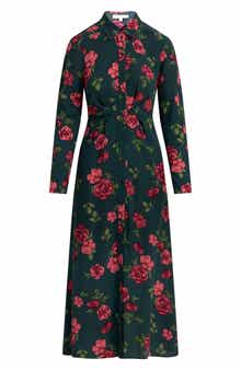 The Icon Floral Print Long Sleeve Shirtdress