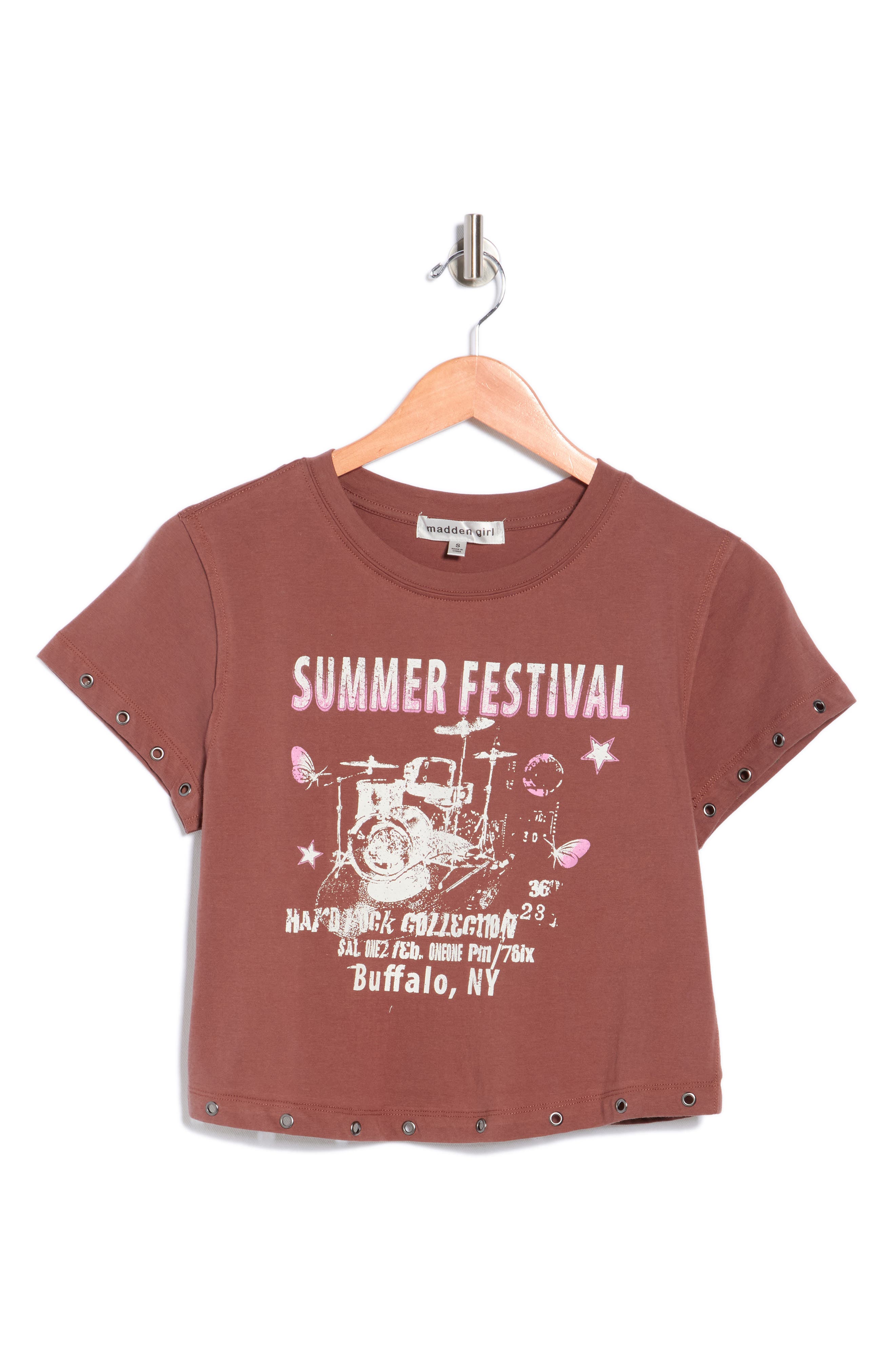 Madden Girl Grommet Hem Graphic T-Shirt