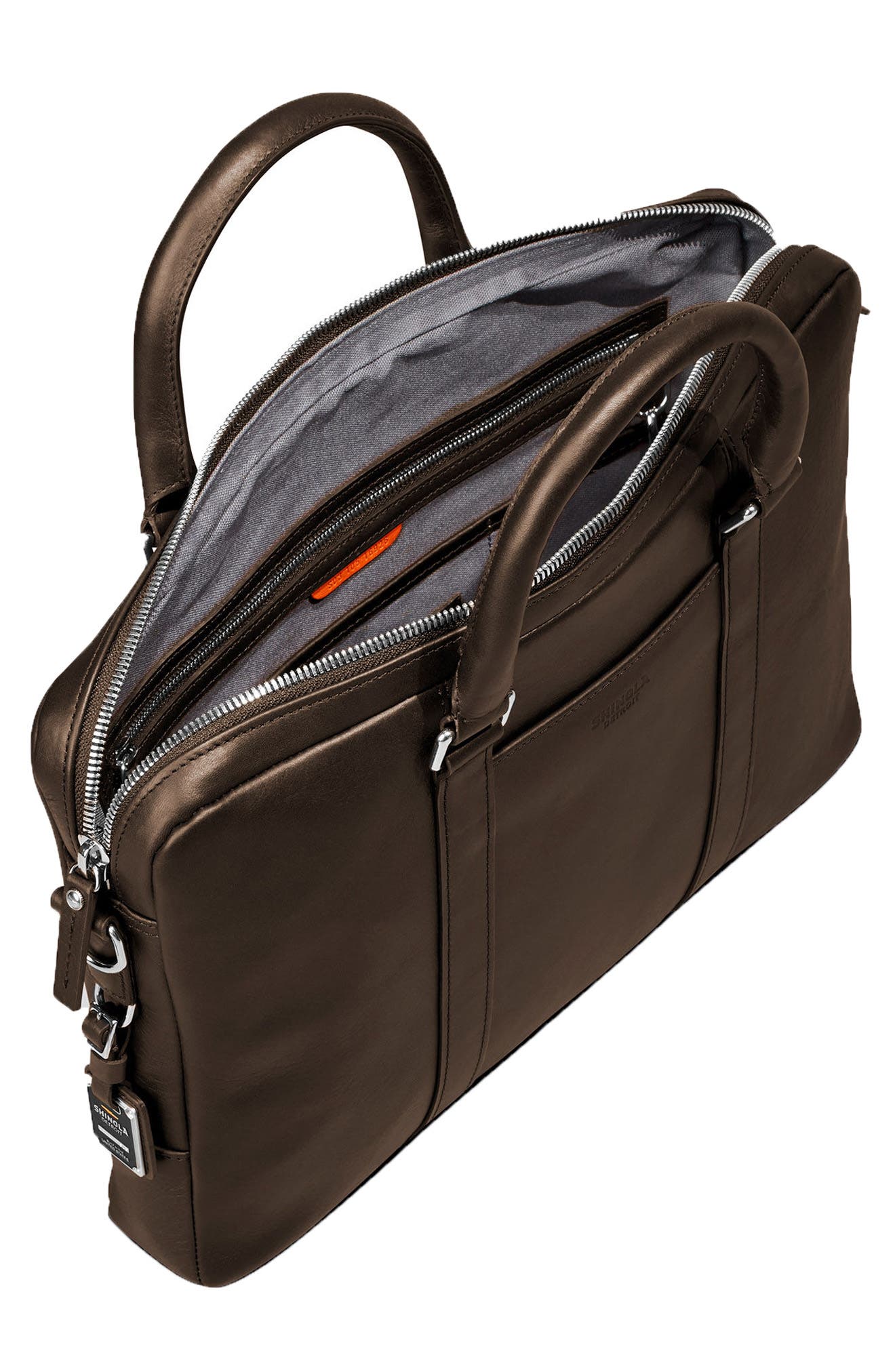 Shinola Signature Leather Computer Briefcase, Alternate, color, 