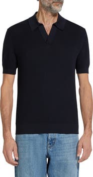 ZEGNA Waffle Knit Premium Cotton Polo Sweater