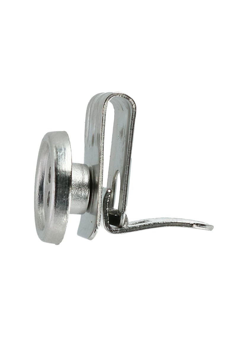 No Sew Moveable Button End Brace Clips, Alternate, color, Brushed Silver