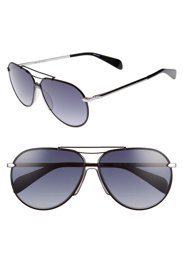 61mm Aviator Gradient Sunglasses, Main, color, RUTHENIUM/ MATTE BLACK