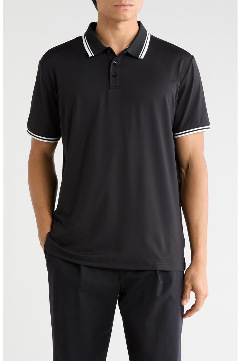 Tipped Performance Polo, Main, color, BLACK