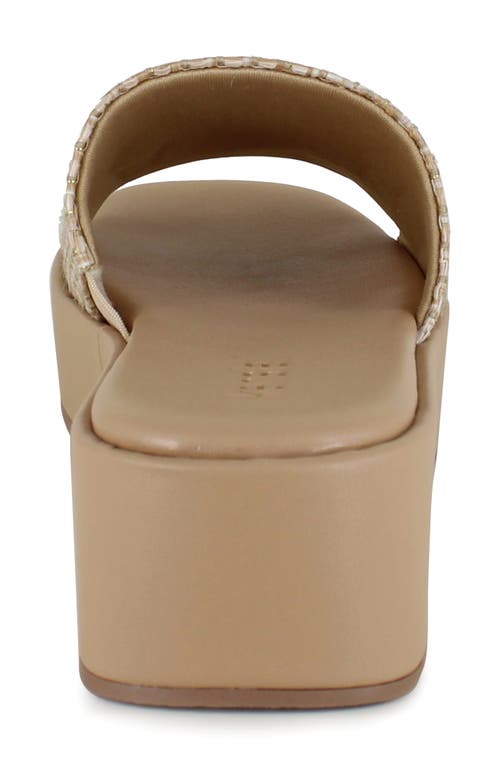 Kensie Carla Faux Raffia Platform Slide Sandal In Natural Raffia