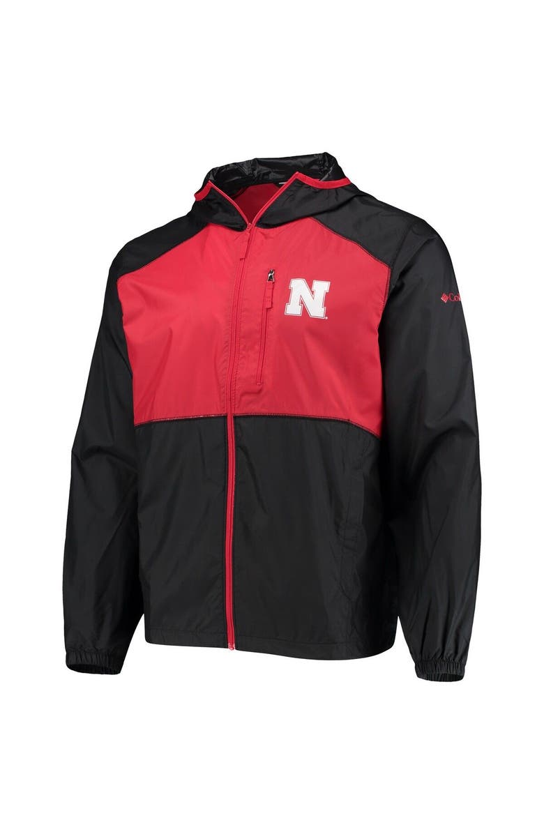 Columbia Men's Columbia Black/Scarlet Nebraska Huskers Flash Forward Hoodie Full-Zip Lightweight Windbreaker, Alternate, color, Black