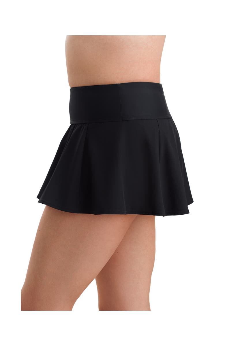 ShapeSolver Sport High Waist Chlorine Resistant Flirt Swim Skirt, Alternate, color, Black