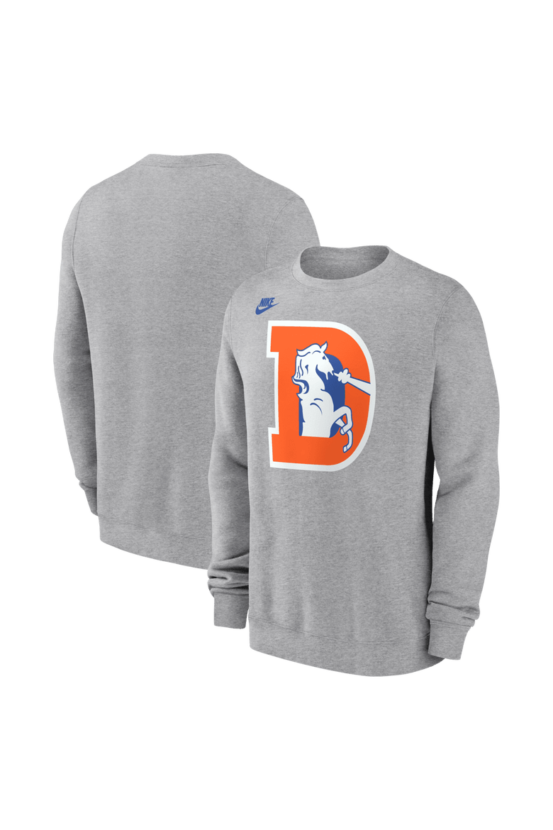 Men's Nike Heather Gray Denver Broncos D Horse Logo Club Sweatshirt, Main, color, Heather Gray