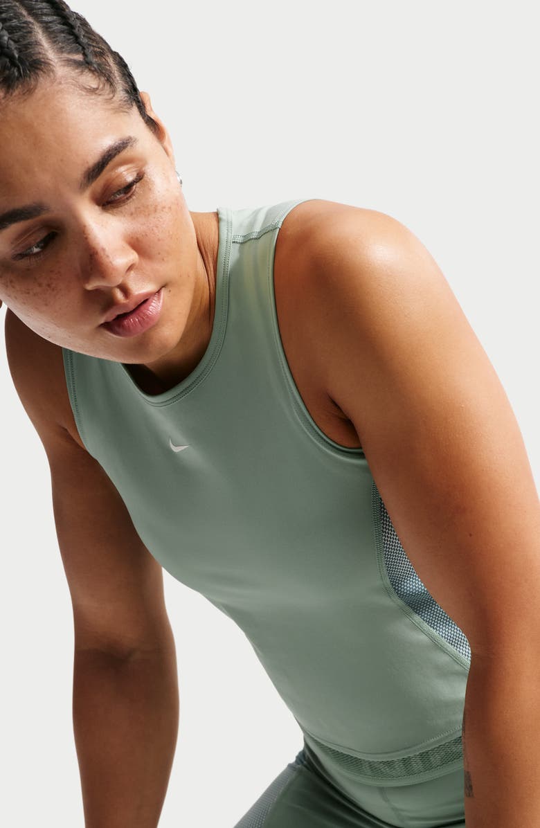 Nike Pro Dri-FIT Crop Tank, Alternate, color, Steam/ Barely Green/ White