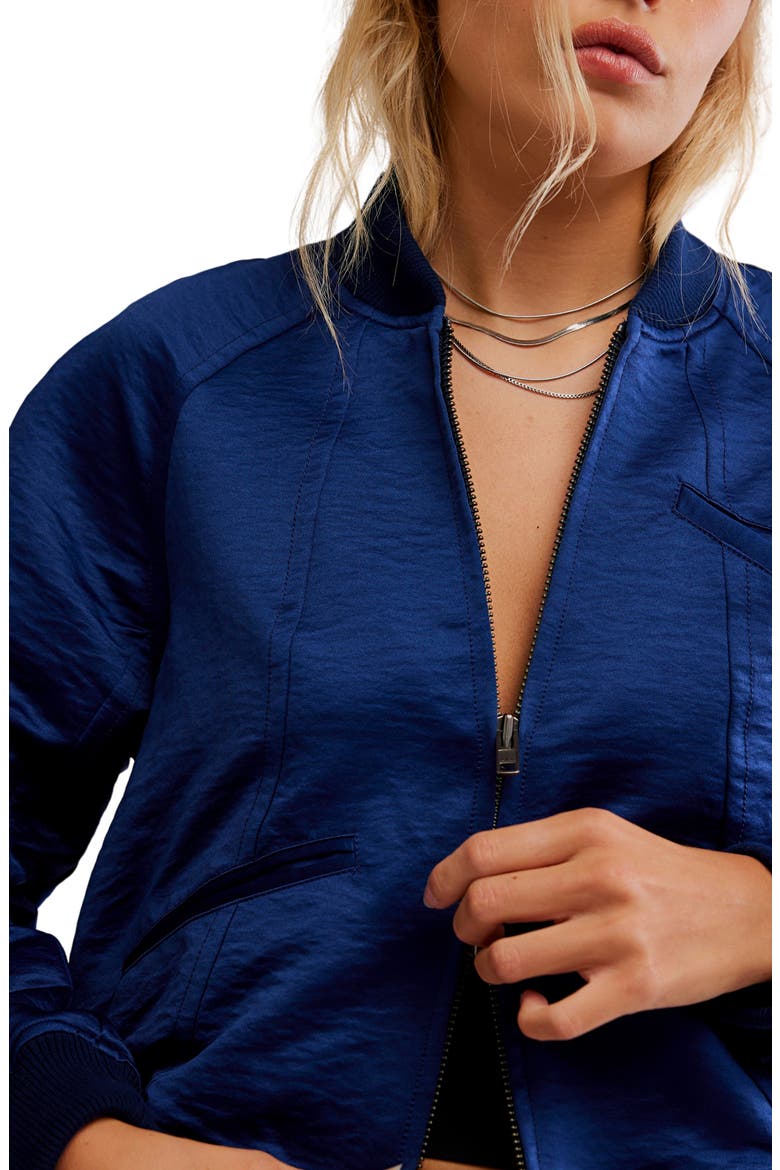Ellie Satin Bomber Jacket, Alternate, color, COSMIC