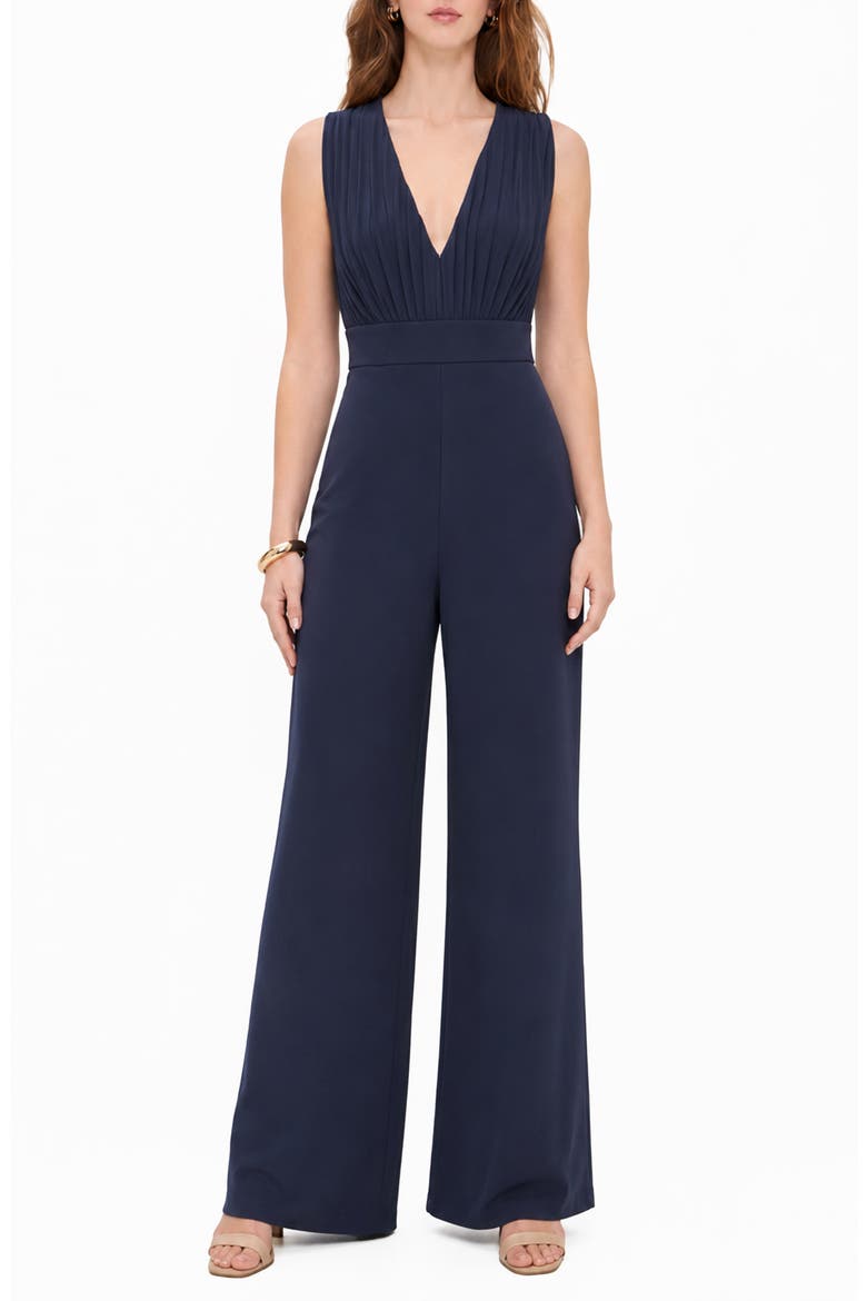 Aster Deep V-Neck Jumpsuit, Main, color, NAVY BLAZER