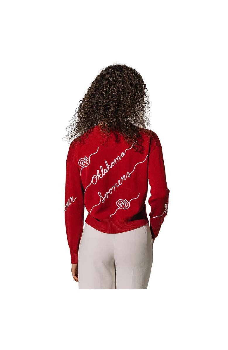 KADYLUXE Women's Crimson Oklahoma Sooners Love Note Embroidered Pullover Sweater, Alternate, color, 
