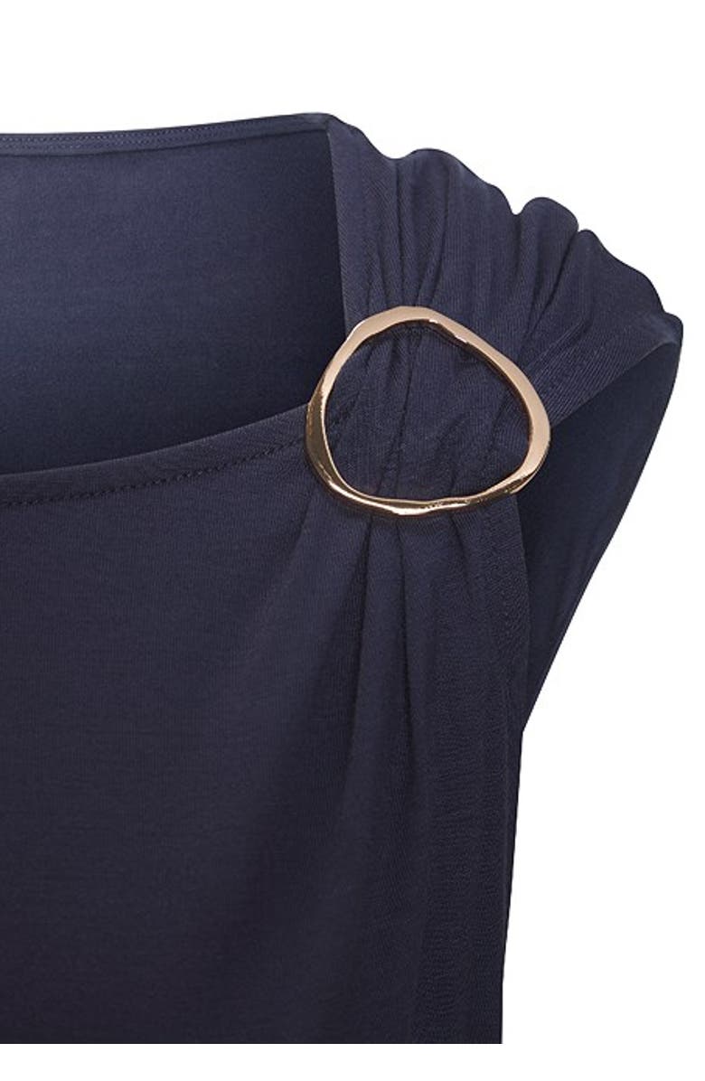 LASCANA Women's Asymmetrical Ring Detail Top, Alternate, color, Navy