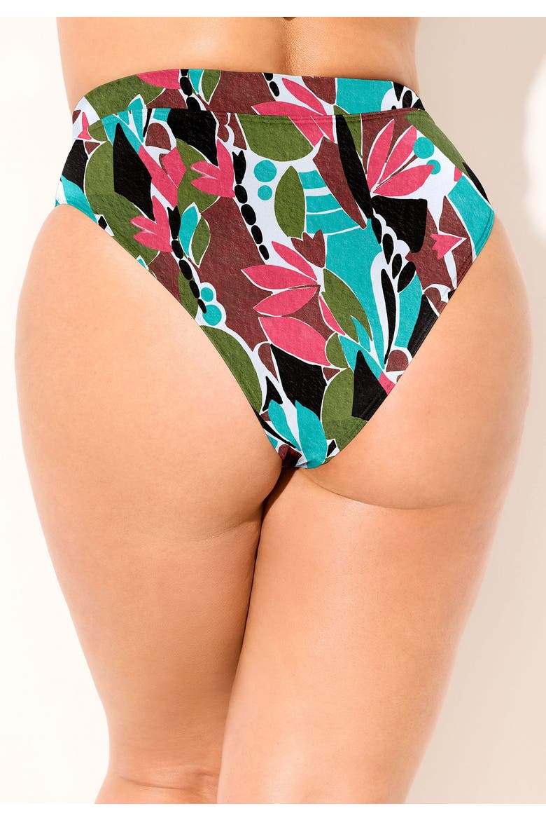 High Waist Cheeky Tummy Control Swim Brief, Alternate, color, Abstract Island