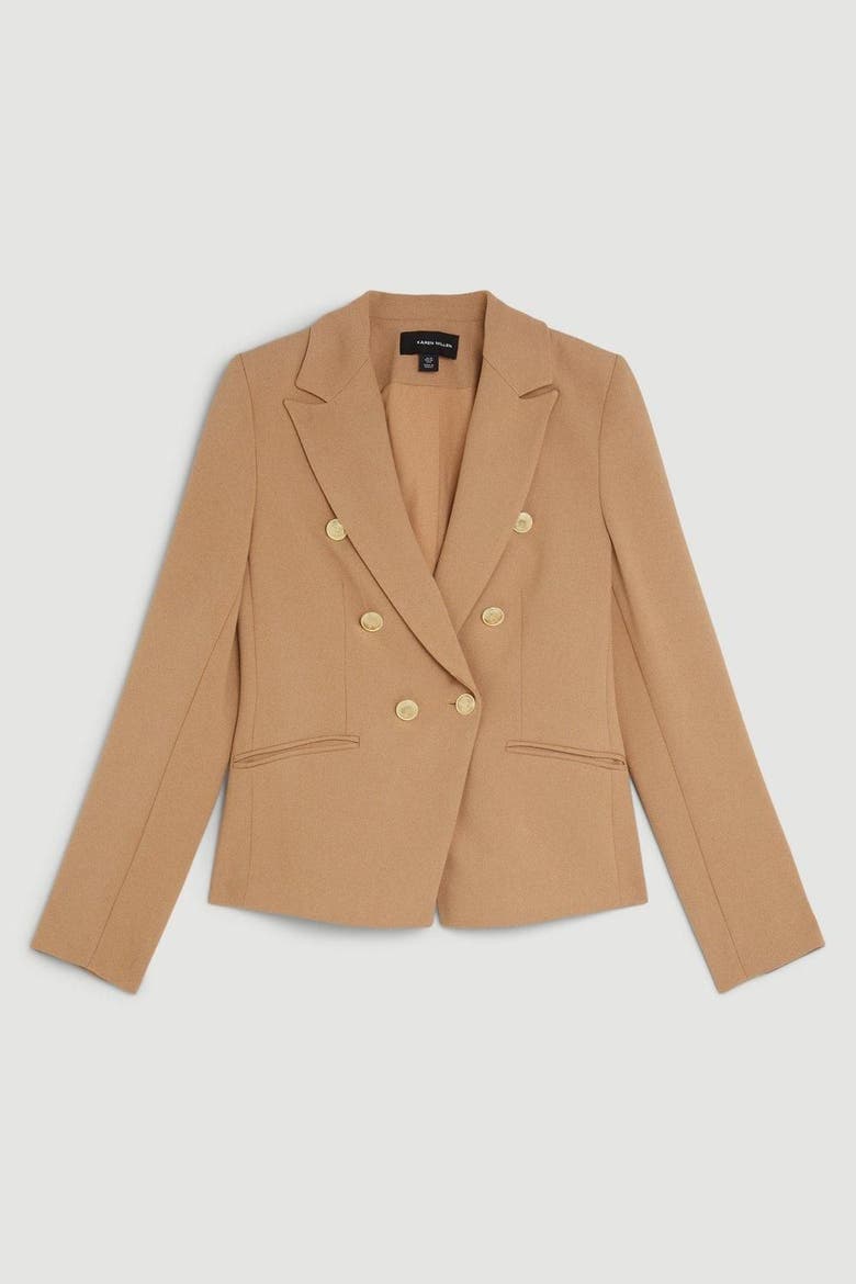 Tailored Button Military Blazer, Alternate, color, Camel