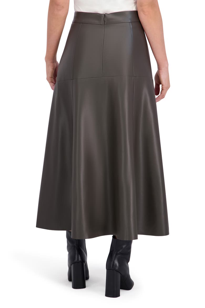 Supersoft Faux Leather Geo Seam Maxi Skirt, Alternate, color, OLIVE