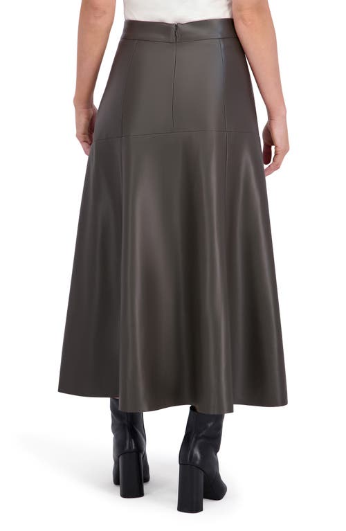 Ookie & Lala Supersoft Faux Leather Geo Seam Maxi Skirt In Green