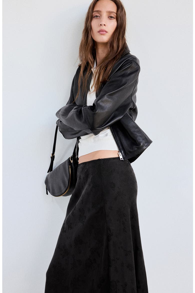 Burnout A-Line Midi Skirt, Alternate, color, BLACK