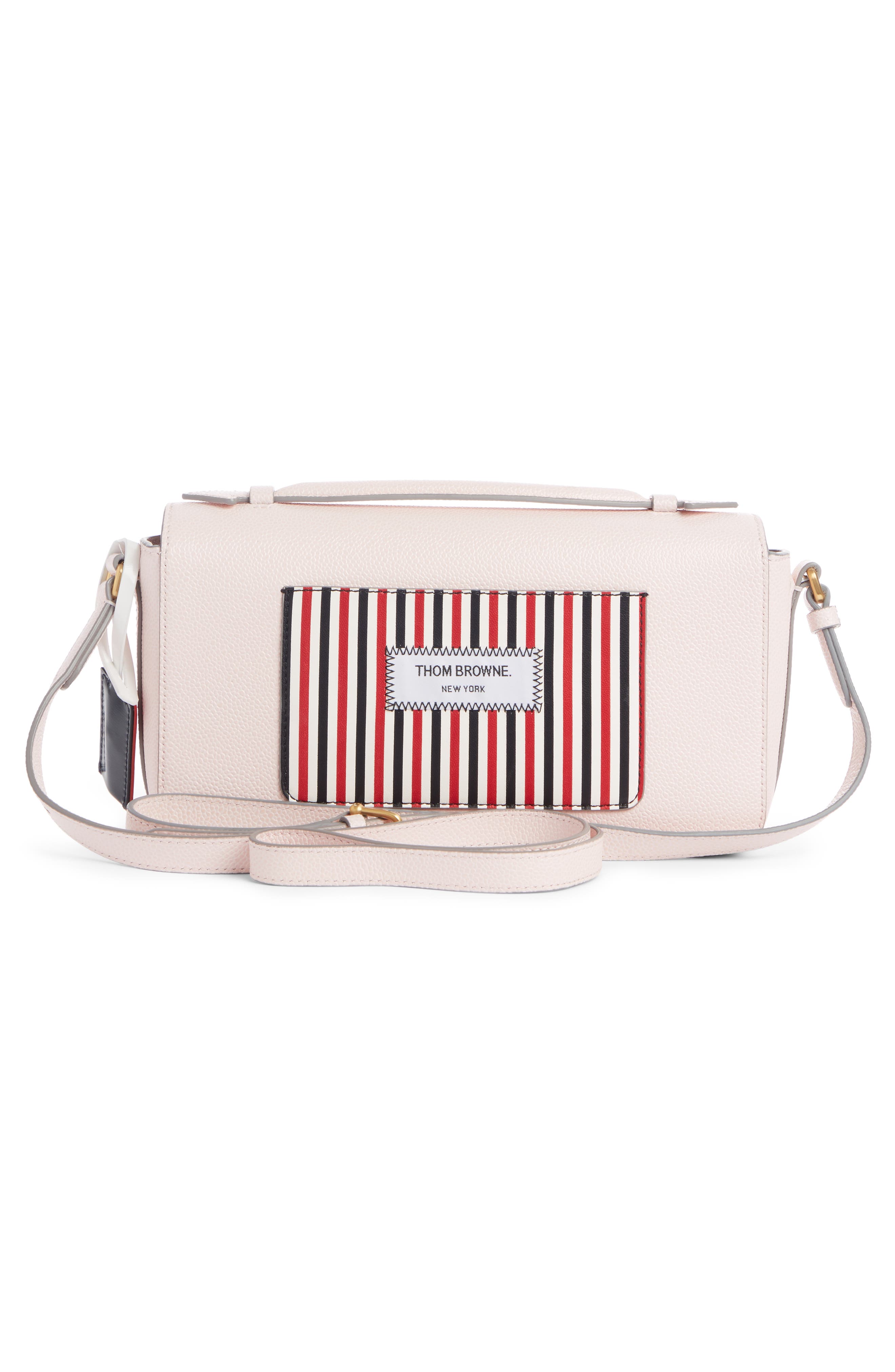 Thom Browne Leather Flap Crossbody Bag, Alternate, color, 