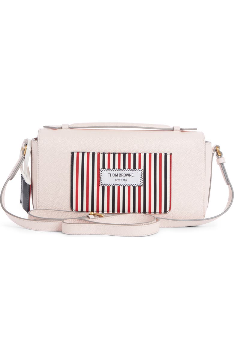 Thom Browne Leather Flap Crossbody Bag, Alternate, color,
