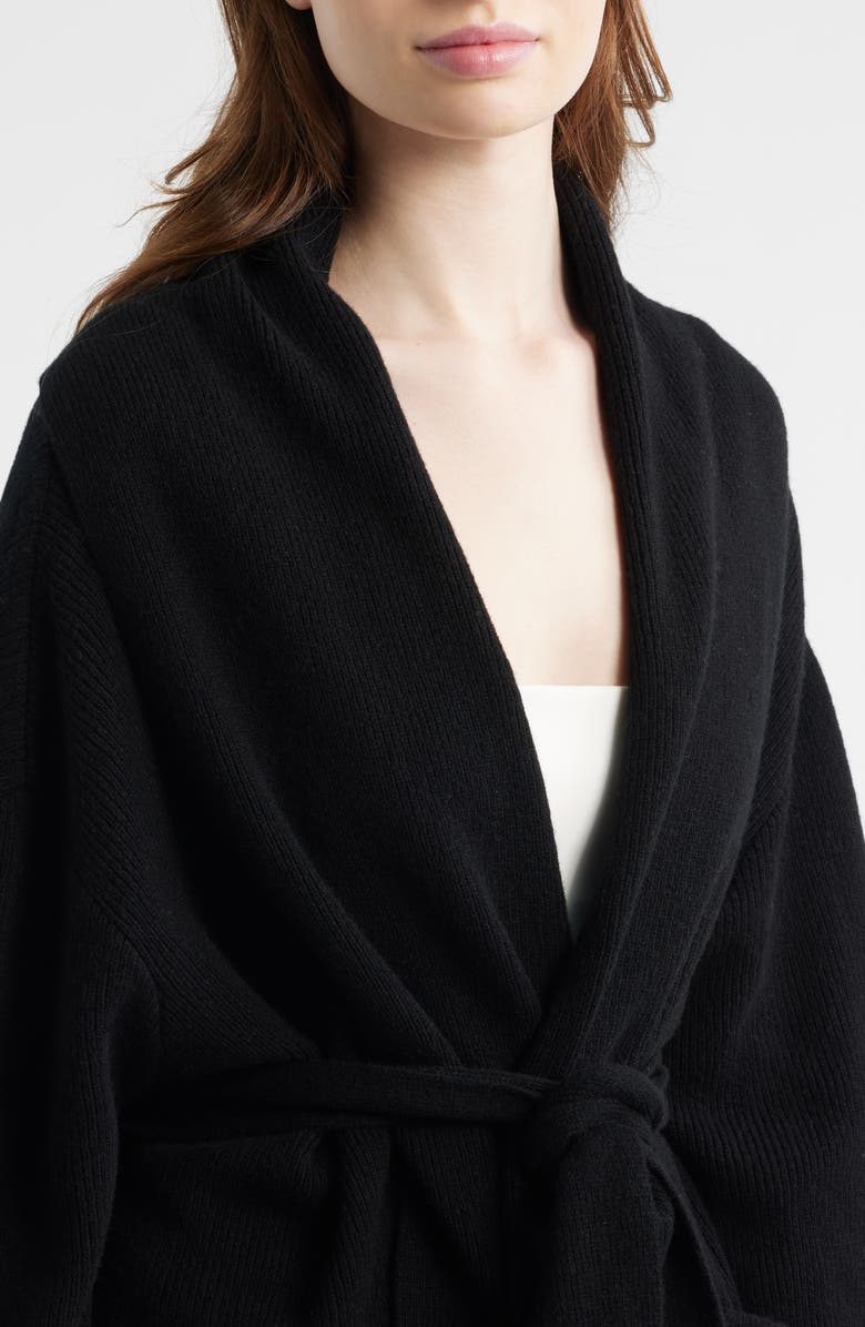 HOUSE OF CB Madison Wool Drape Cardigan, Alternate, color, Black