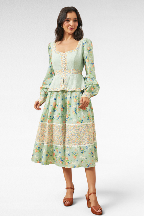 Lilly Corselette Peplum Midi Dress, ModCloth x Gunne Sax