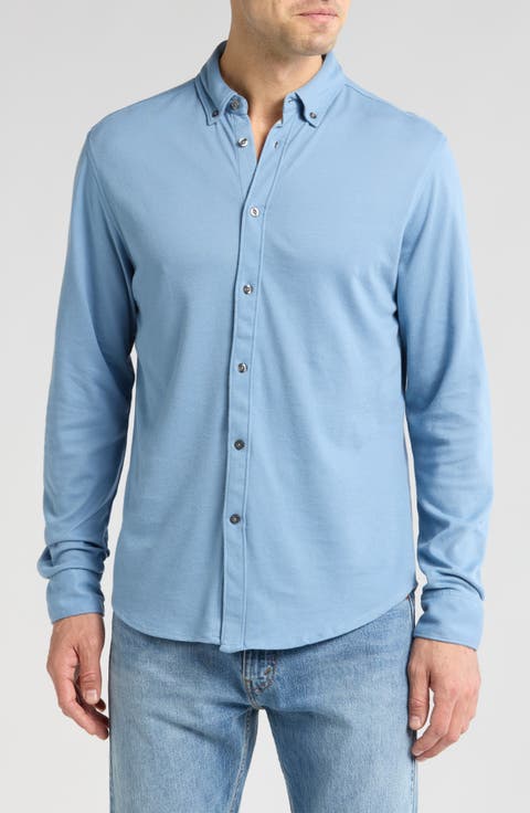 Apollo Trim Fit Knit Button-Down Shirt