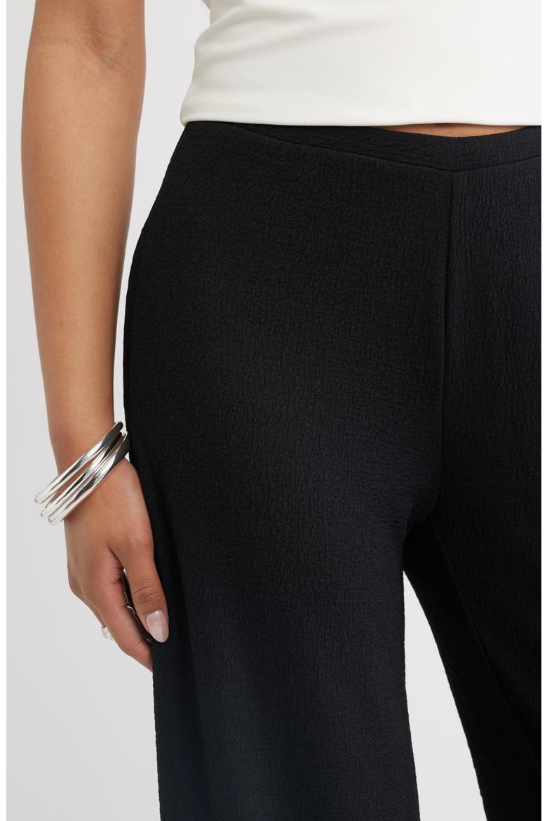 Puckered Crepe Wide Leg Pants, Alternate, color, BLACK