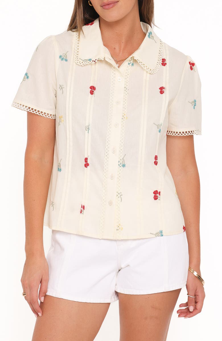 Petal & Pup Lucile Embroidered Shirt, Main, color, Light Yellow