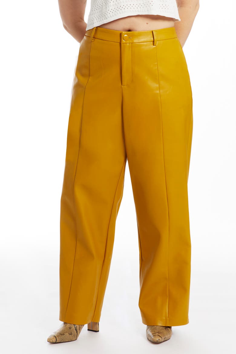 High Waisted Faux Leather Pant, Alternate, color, GOLD FLAKE