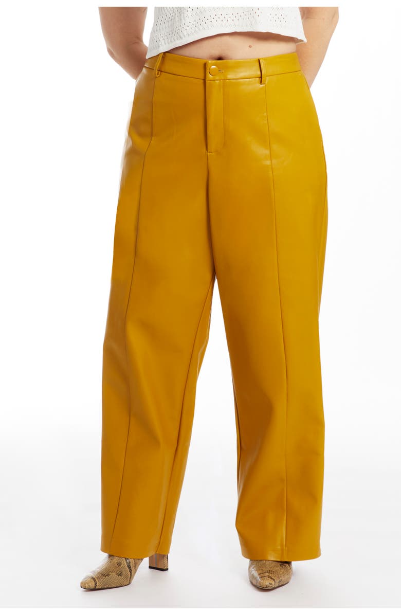 June + Vie High Waisted Faux Leather Pant, Alternate, color, Gold Flake