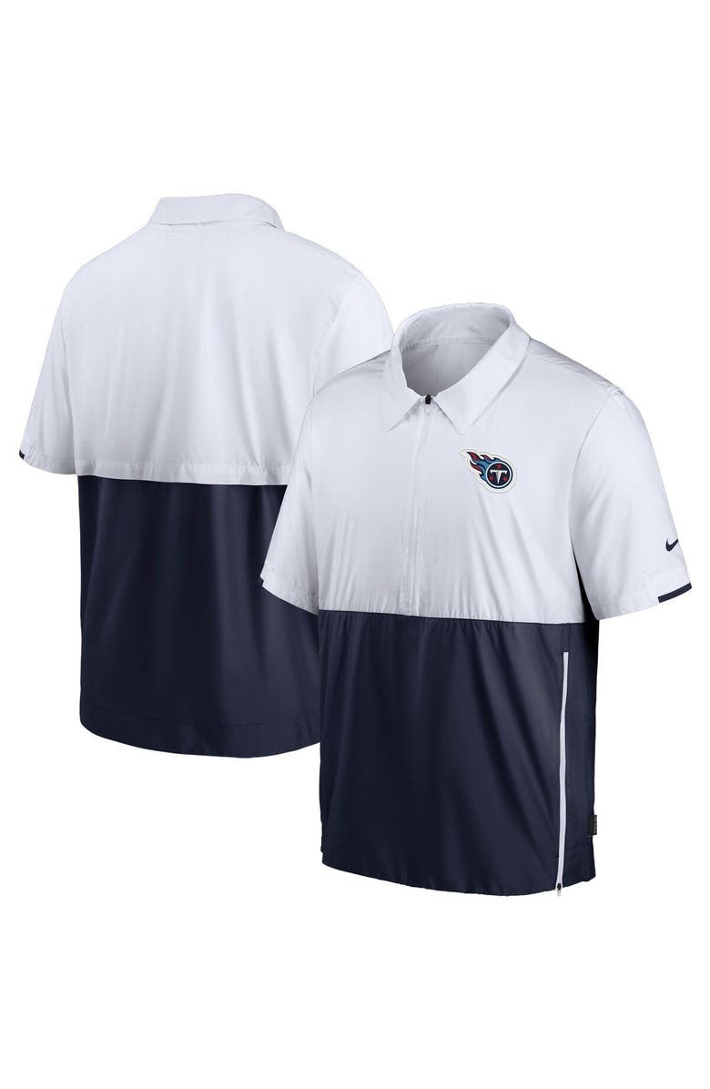 Nike Men's Nike White/Navy Tennessee Titans Sideline Coaches Half-Zip Short Sleeve Jacket, Main, color, White