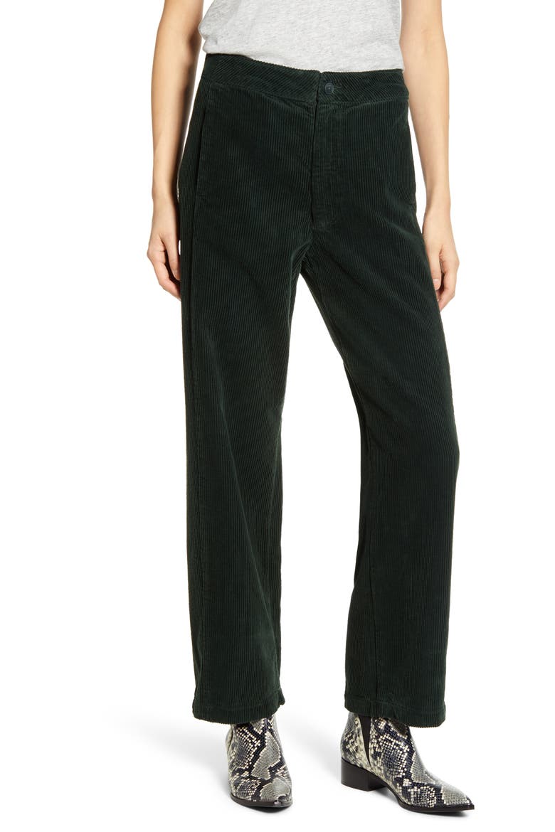 The Tomas High Waist Wide Leg Corduroy Trousers, Main, color, PINE NEEDLE
