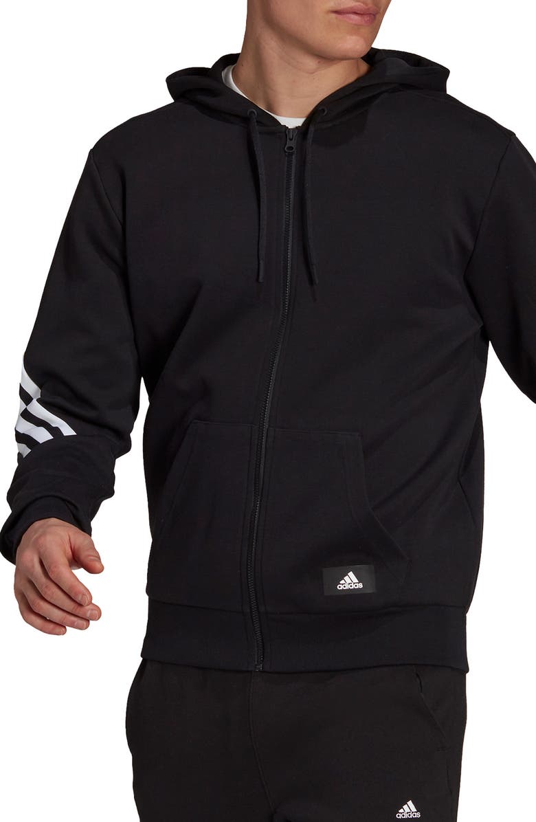 adidas 3-Stripes Front Zip Fleece Hoodie, Main, color,